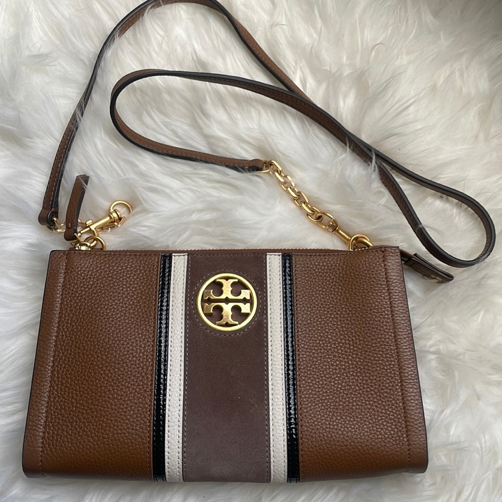 EUC Tory Burch Carson Striped Leather Crossbody